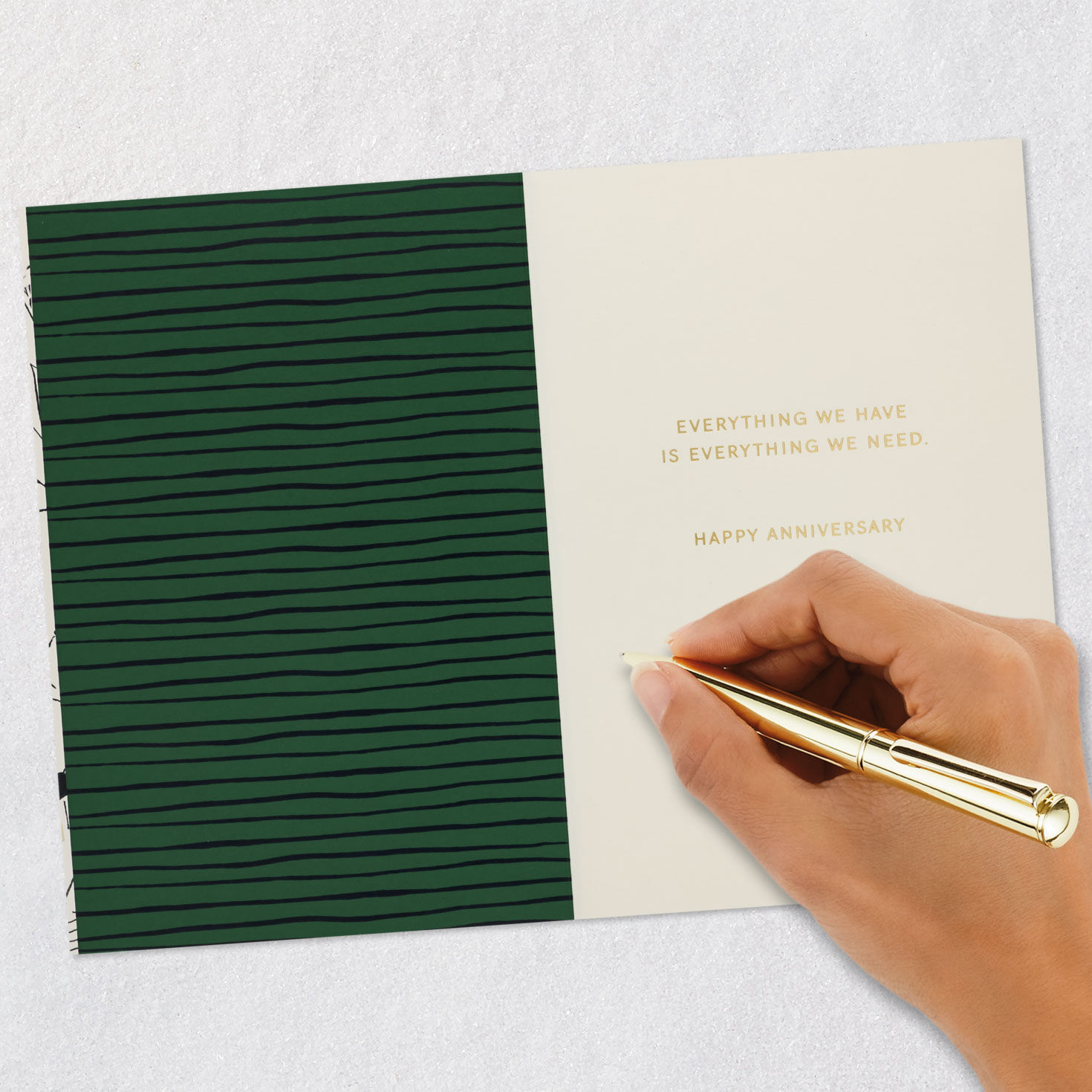 Hunter Green and Gold Leaves Anniversary Card Signing card image number 6