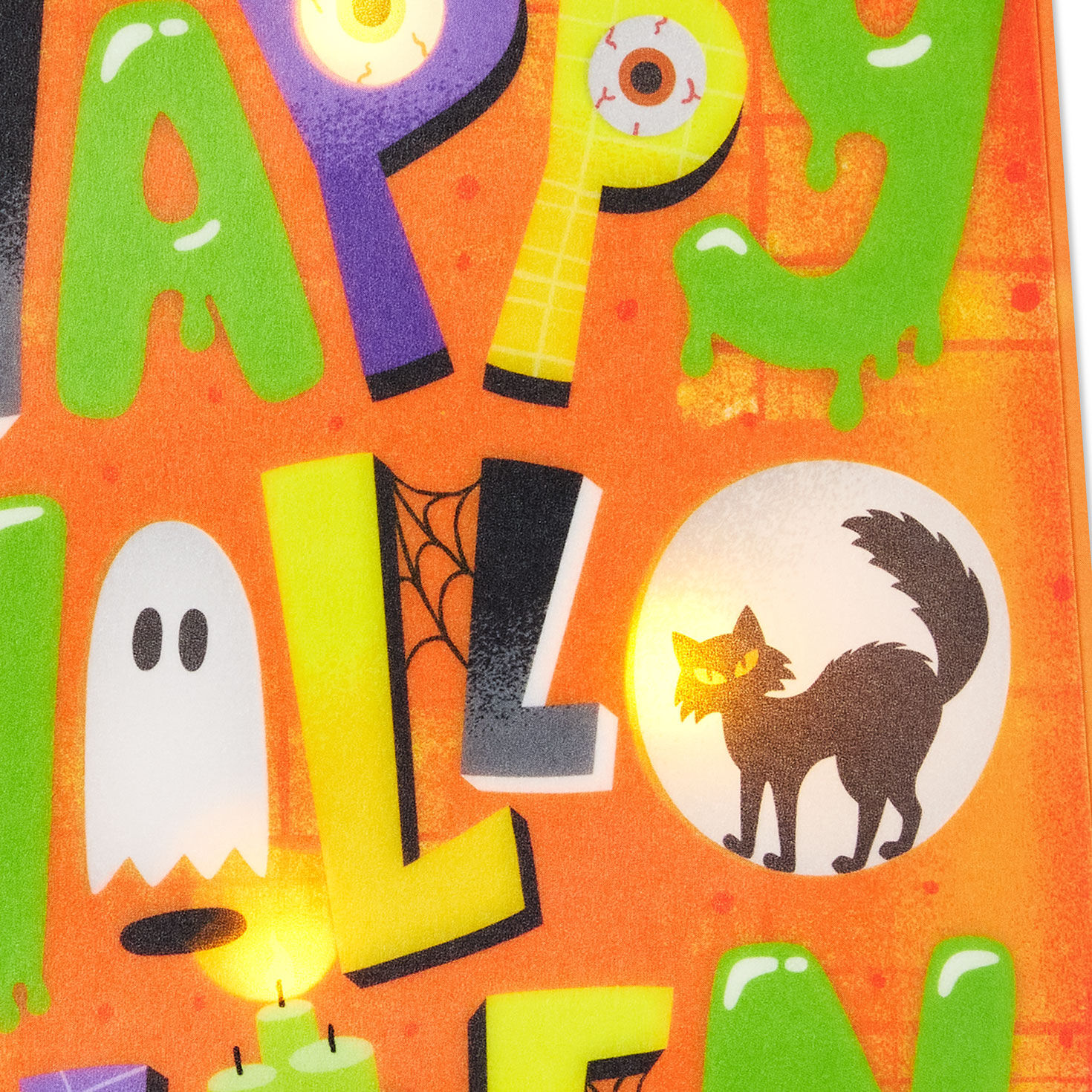 Slime and Cats Lettering Orange Halloween Card Card Front Detail image number 4