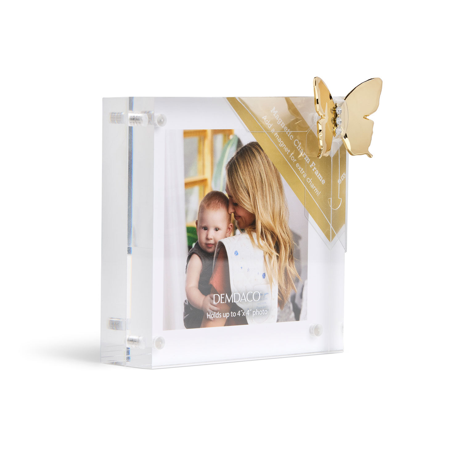 Square 4x4 Frame With Gold Butterfly Magnet side image number 2