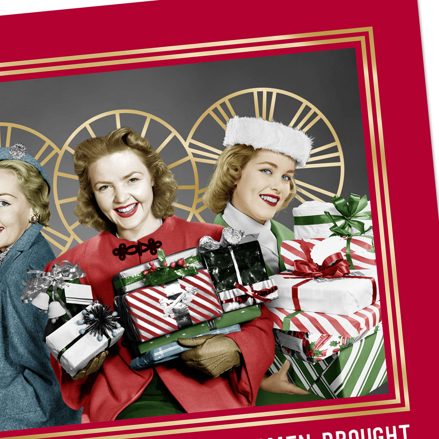 Retro Women Photo Funny Christmas Card Card Front Detail image number 5