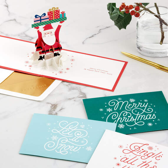 Festive Holiday Wishes Assorted 3D Pop-Up Christmas Cards, Pack of 4, , large image number 6