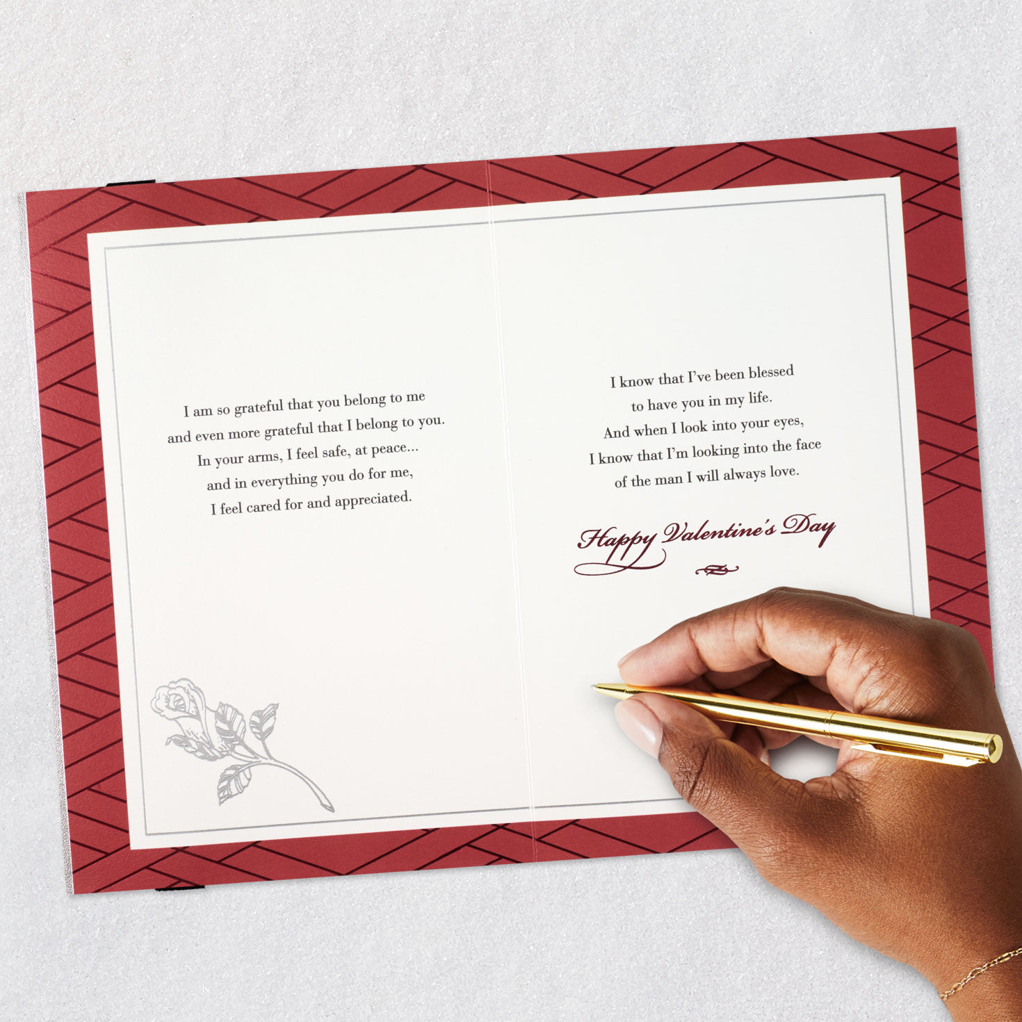 Flowers on Red Valentine's Day Card for Husband Signing card image number 8