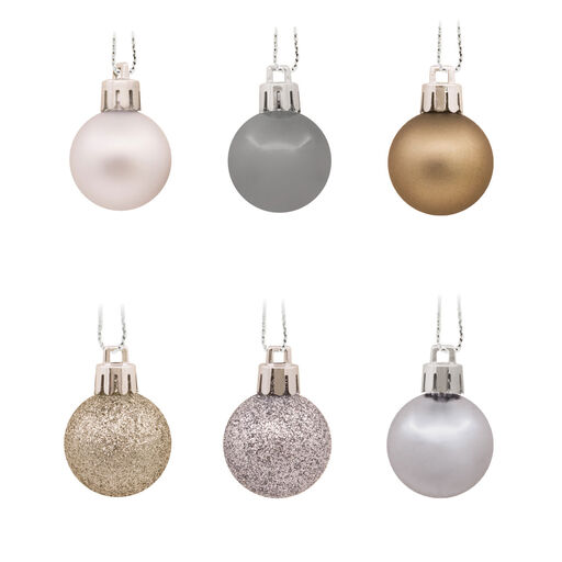 30-Piece Mini Silver, Slate, Champagne Shatterproof Christmas Ornaments Set, 