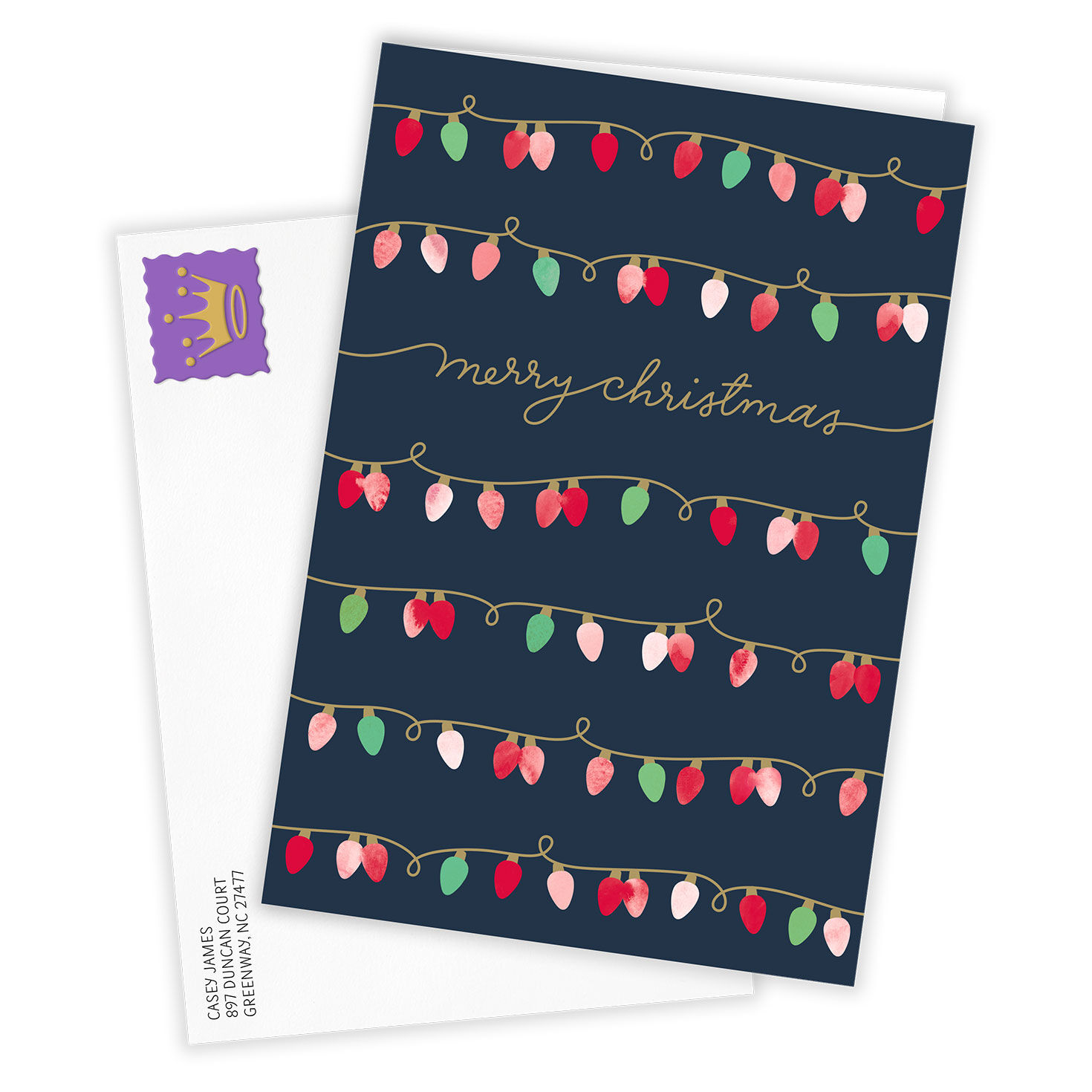 Whimsical String Lights Custom Christmas Card, , large image number 2