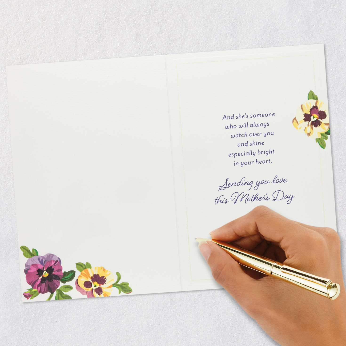 Pansies and Placard Loss of Mom Mother's Day Card Signing card image number 6