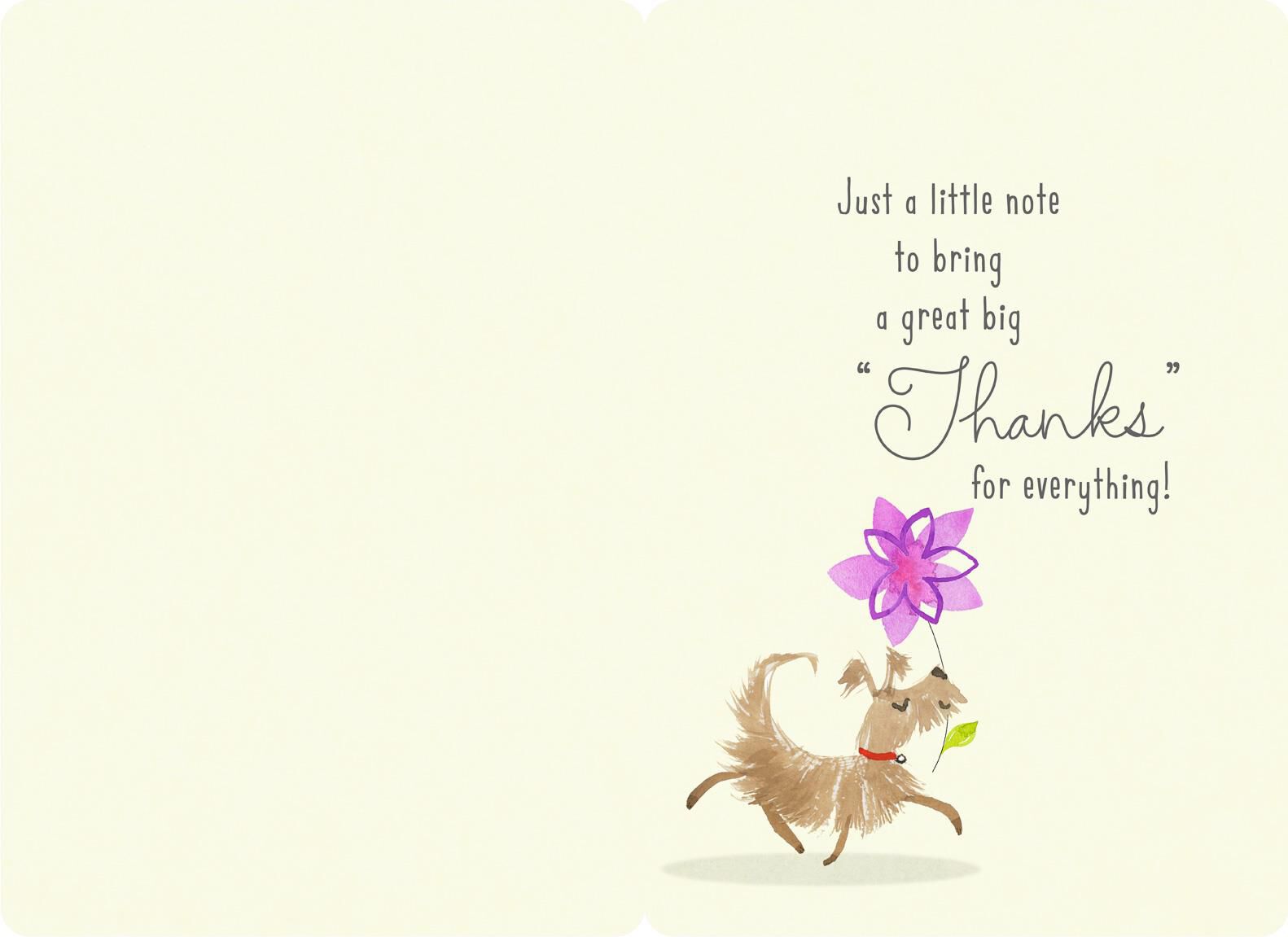 Dog With Flower Bouquet Jumbo Thank You Card, 16.25"