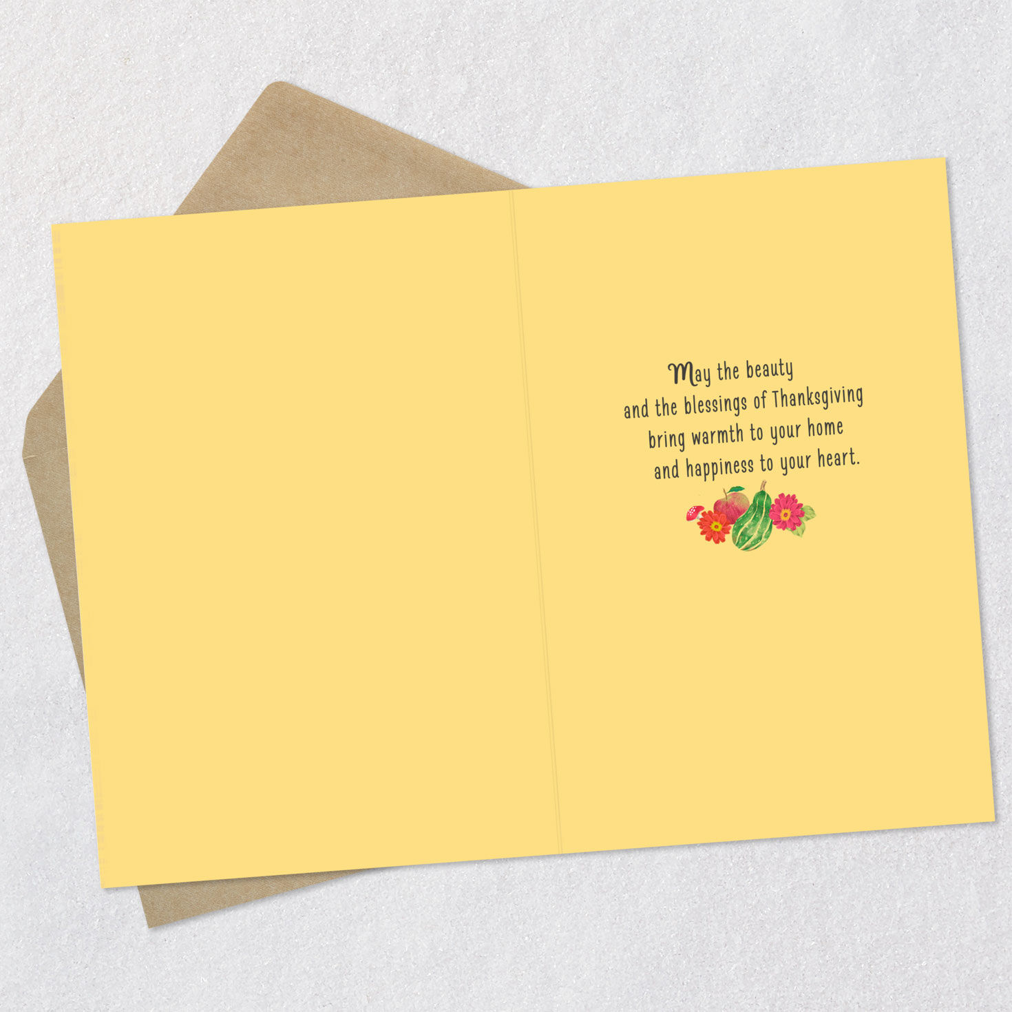 Rustic Cornucopia Thanksgiving Card Open card with envelope image number 3