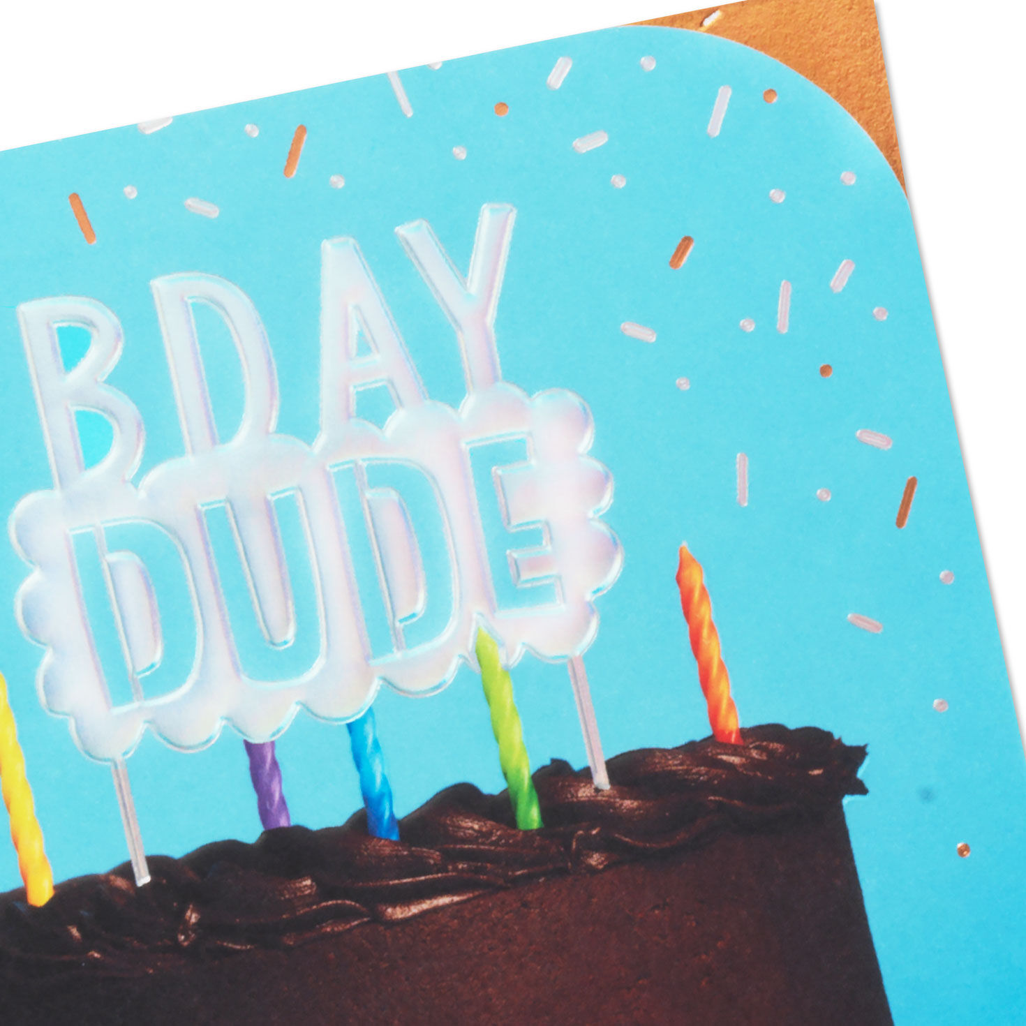 Chocolate Cake and Sprinkles on Blue Birthday Card Card Front Detail image number 5
