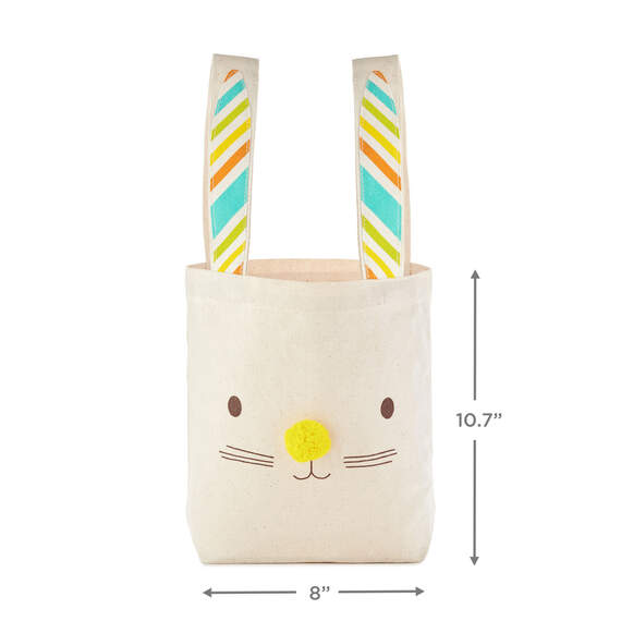 10.7" Canvas Fabric Bunny Face Medium Gift Bag, , large image number 3