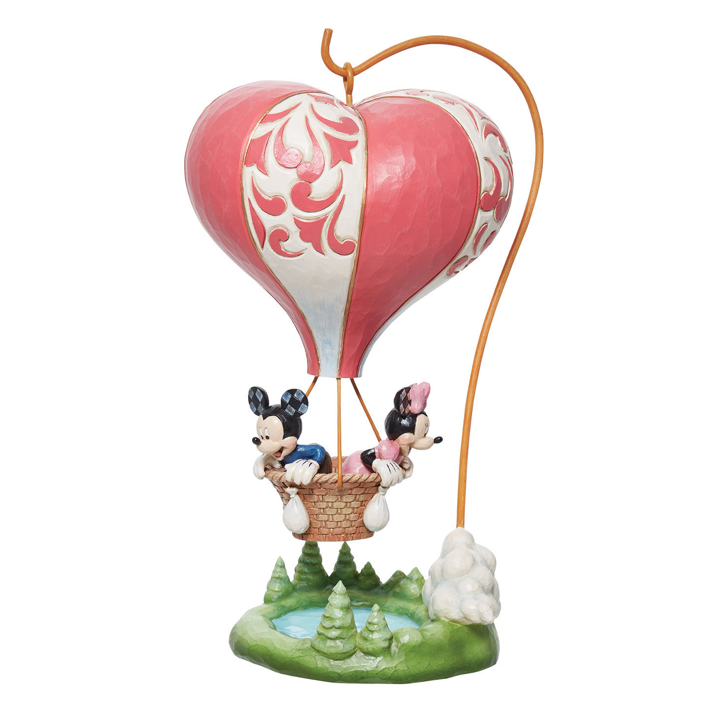 Jim Shore Disney Mickey and Minnie Heart Air Balloon Figurine, 10.75"