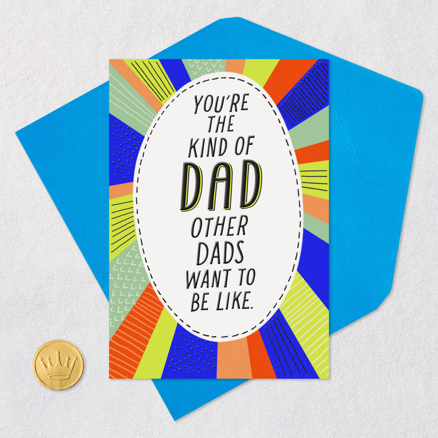 Colorful Rays Funny Father's Day Card for Husband Card Front with Envelope and Gold Seal image number 5