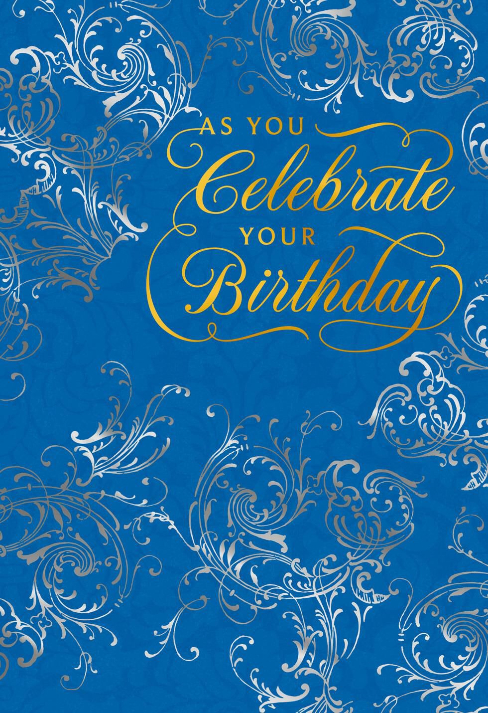 Ornate Scrollwork and Lettering Birthday Card