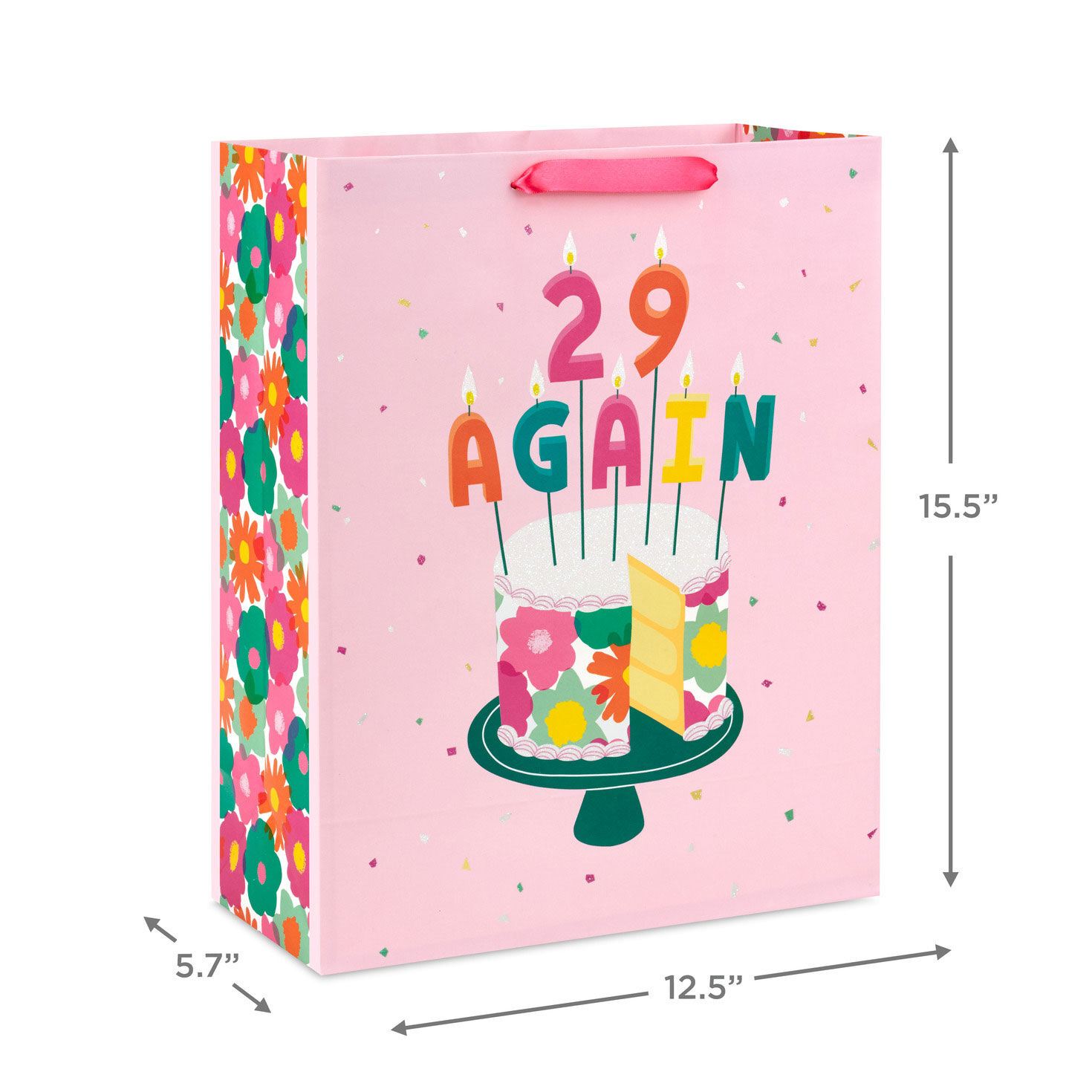 29 Again Birthday Cake XL Gift Bag for Her measurement image number 3