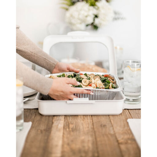 White Fancy Panz Rectangle Foil Pan 2-in-1 Deep Serving Tray, 