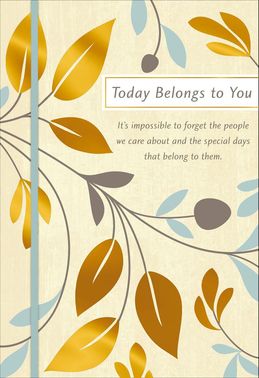Copper, Gold and Silver Leaves With Foil Birthday Card