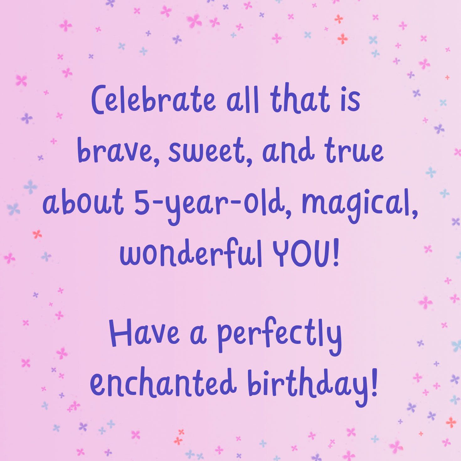 Perfectly Enchanted Pink Unicorn 5th Birthday Card sentiment image number 2