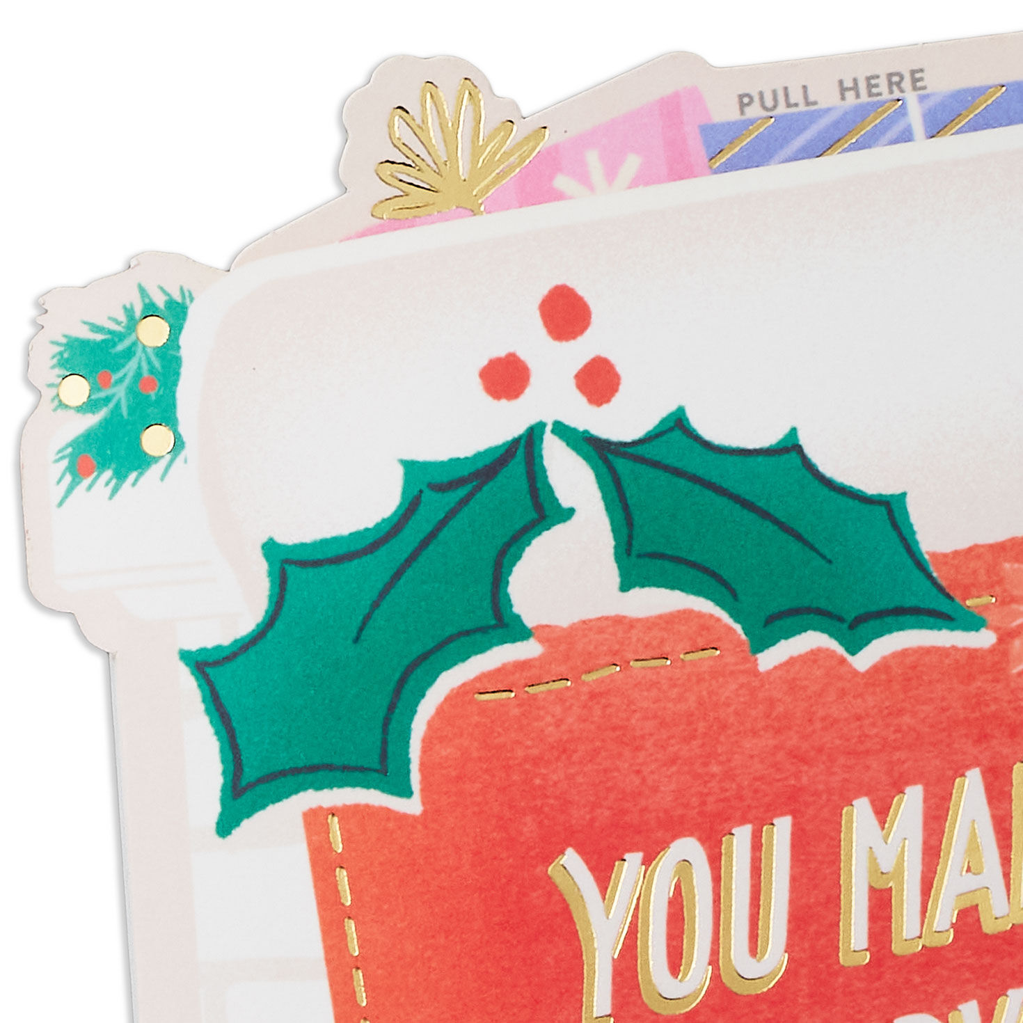 Stocking and Gifts Musical Christmas Card Card Front Detail image number 4
