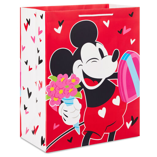 13" Disney Mickey Mouse With Bouquet Large Valentine's Day Gift Bag, 