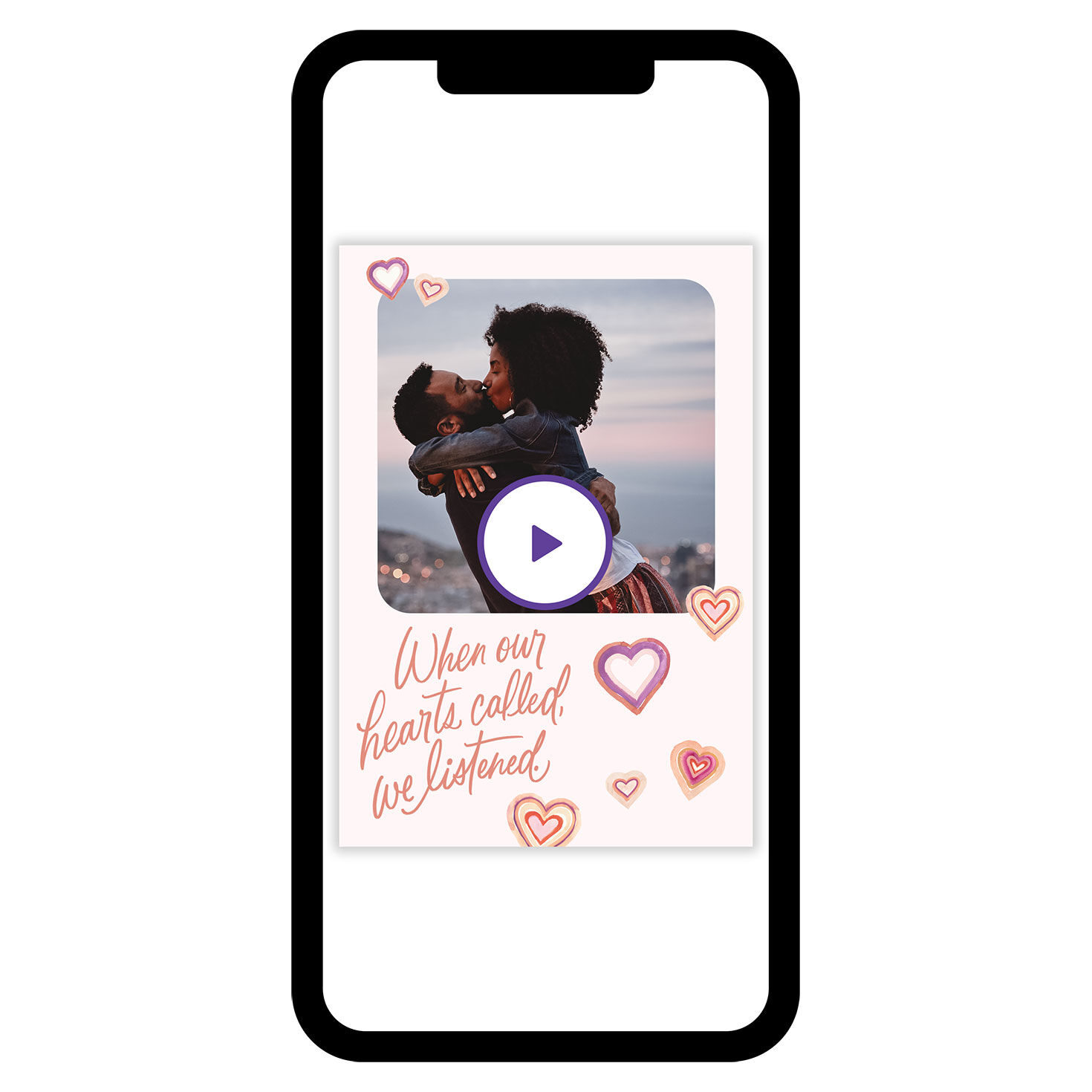 Pink Hearts Photo Personalized Love Card phone with card front image number 1