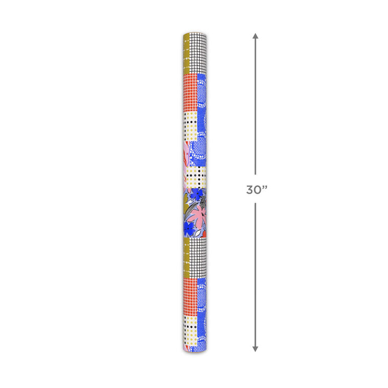 Vibrant Vintage Patchwork Wrapping Paper Roll Measurement image number 5