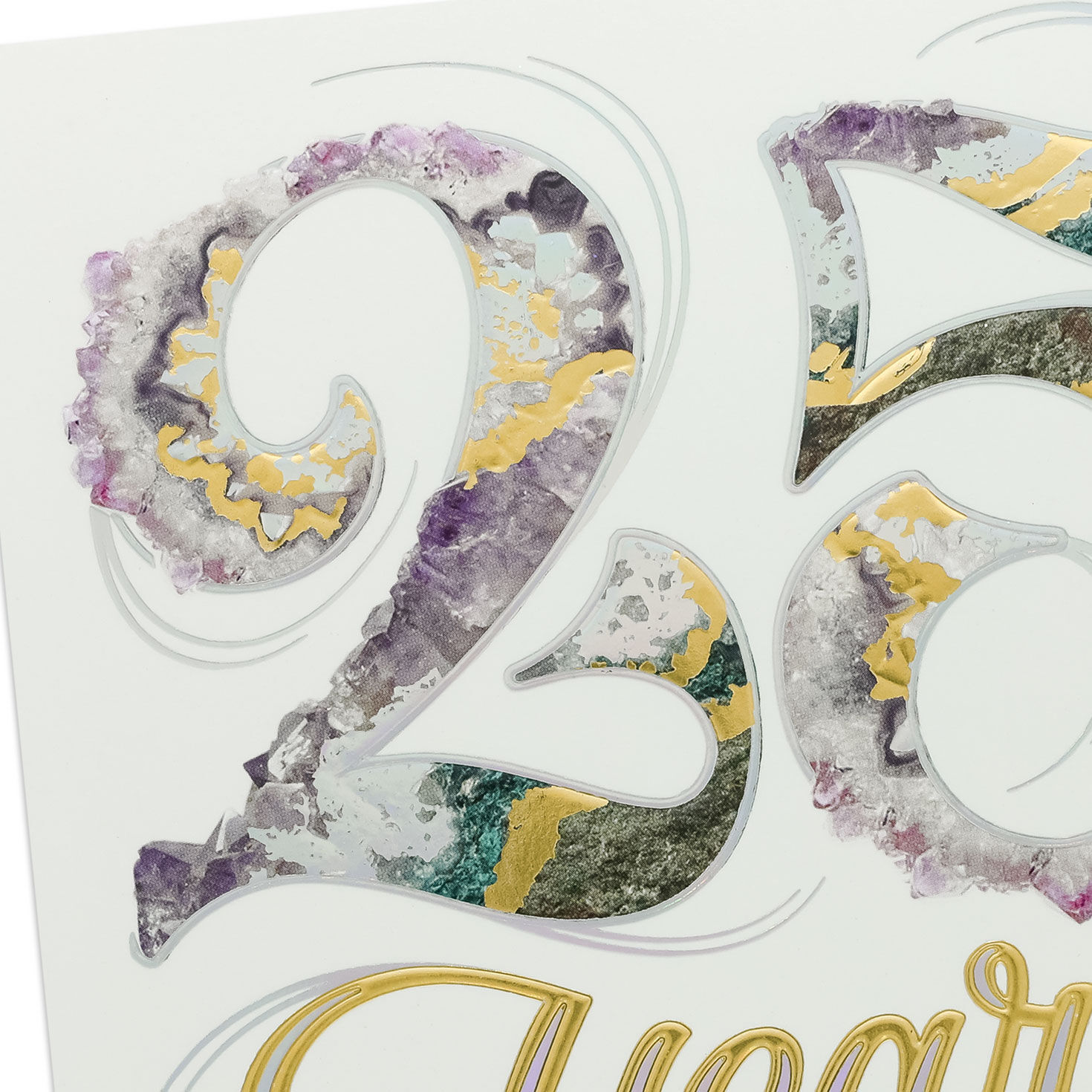 Watercolor Marbled Numerals 25th Anniversary Card Card Front Detail image number 5