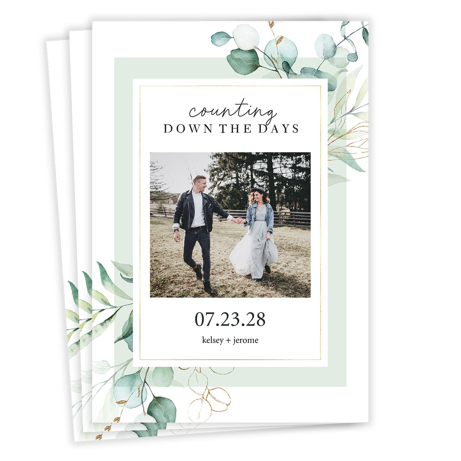 Watercolor Eucalyptus Save the Date, , large image number 1