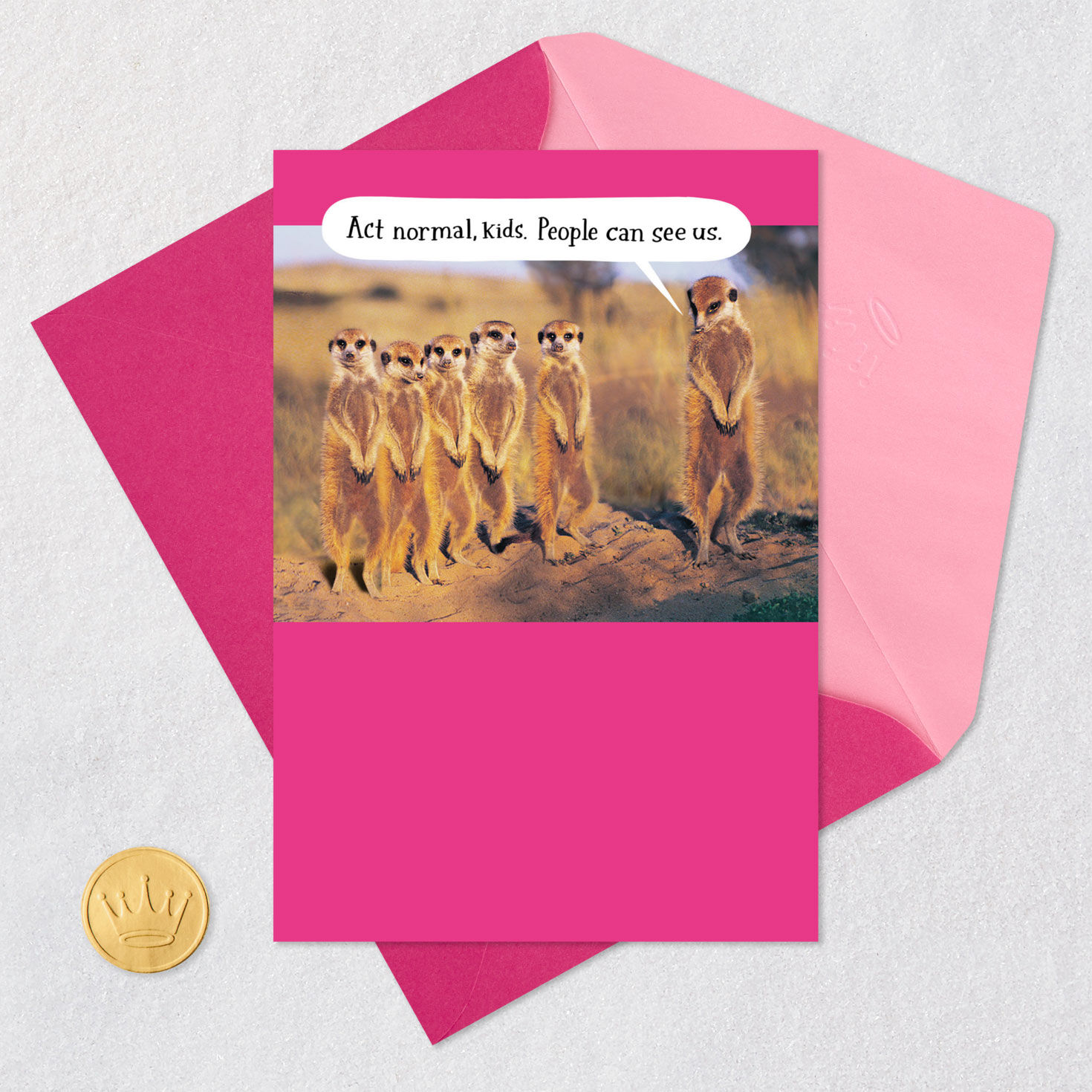 Mom and Baby Meerkats Funny Mother's Day Card Card Front with Envelope and Gold Seal image number 5
