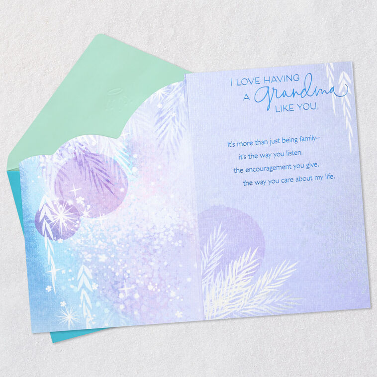 Ornaments and Branches Christmas Card for Grandma Open card with envelope image number 4