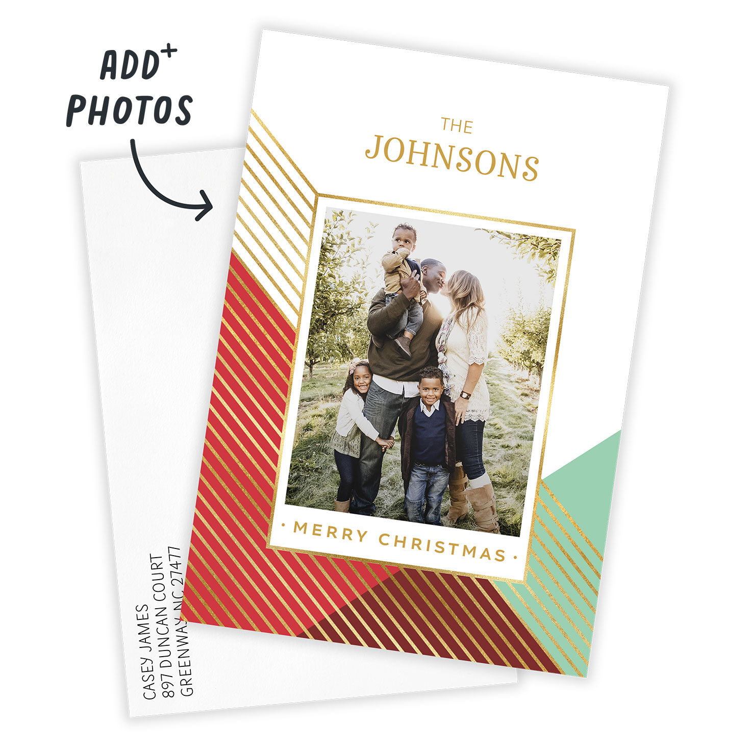 Modern Merry Flat Christmas Photo Card, , large image number 2