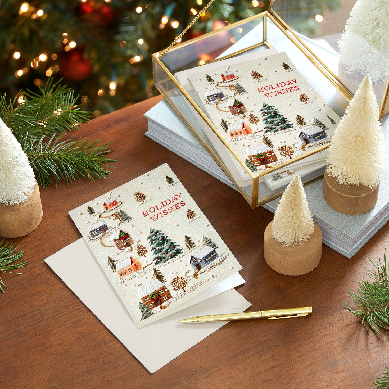 Needlepoint Homes and Trees Boxed Christmas Cards, Pack of 16 for only USD 15.49 | Hallmark