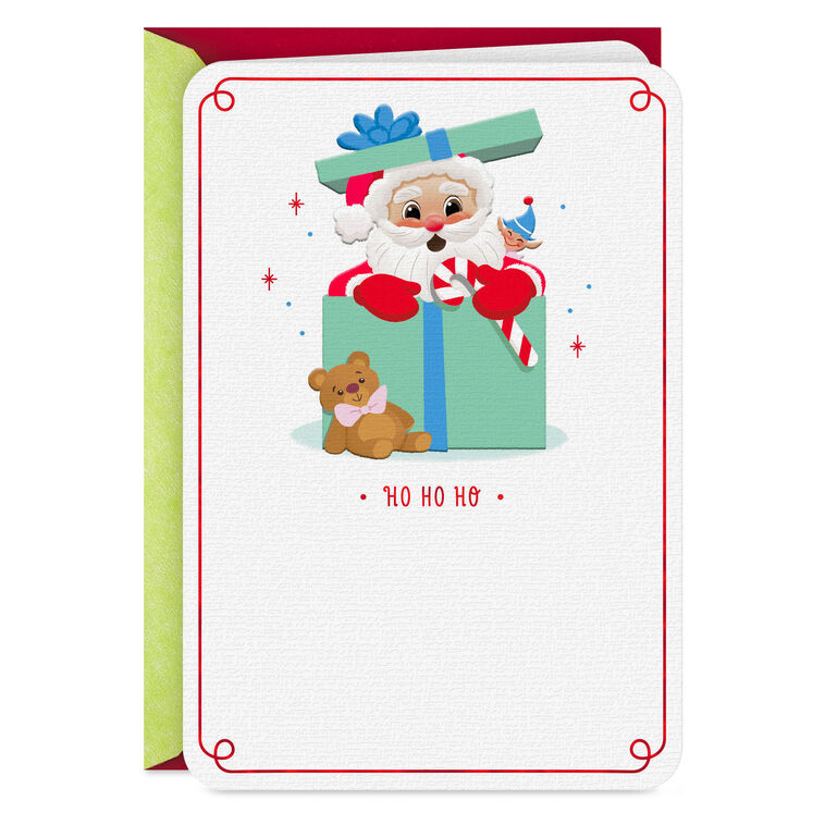 Santa Claus in Gift Box Christmas Card for Kids Card Front image number 1