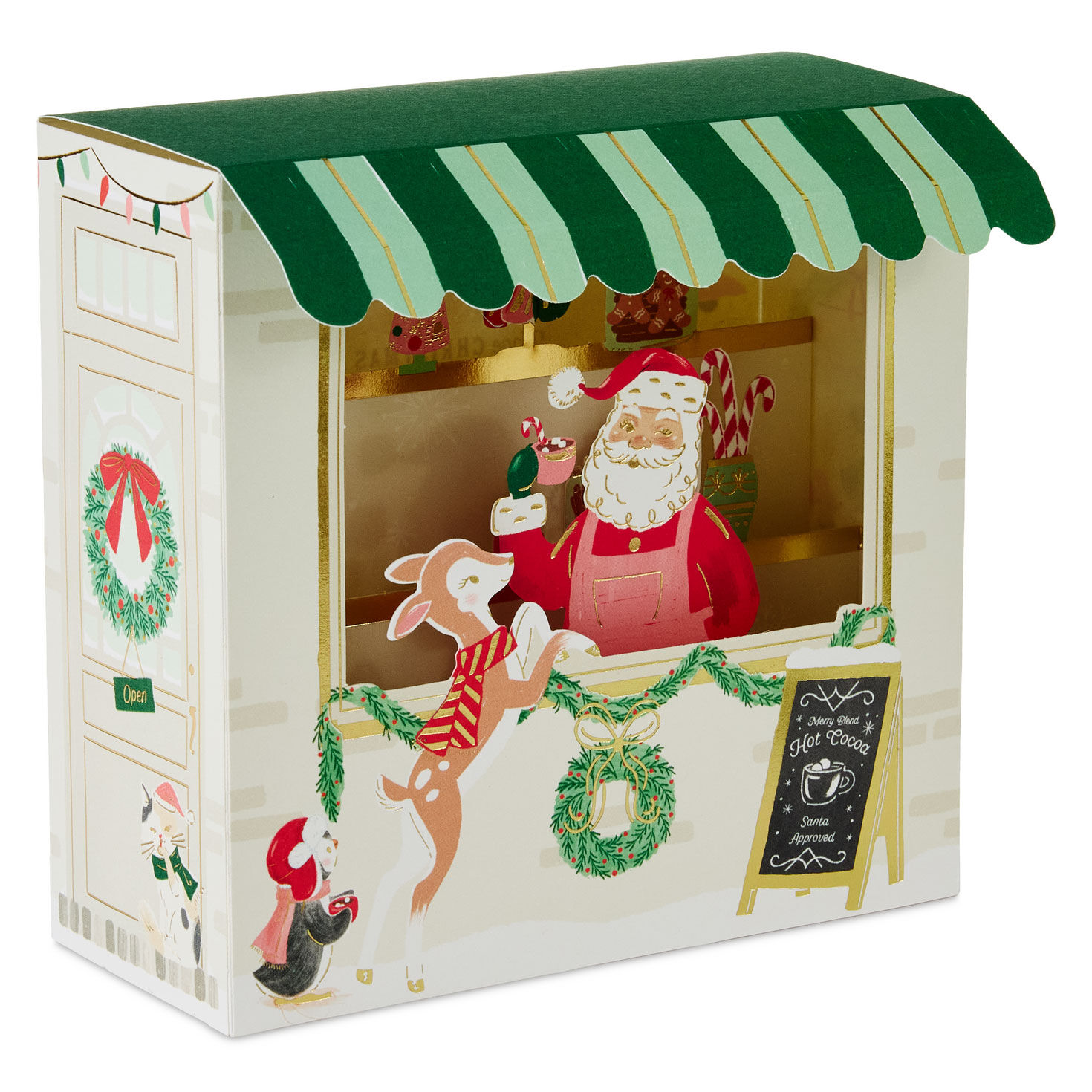 Santa Cocoa Stand Pop Up Christmas Card front image number 2