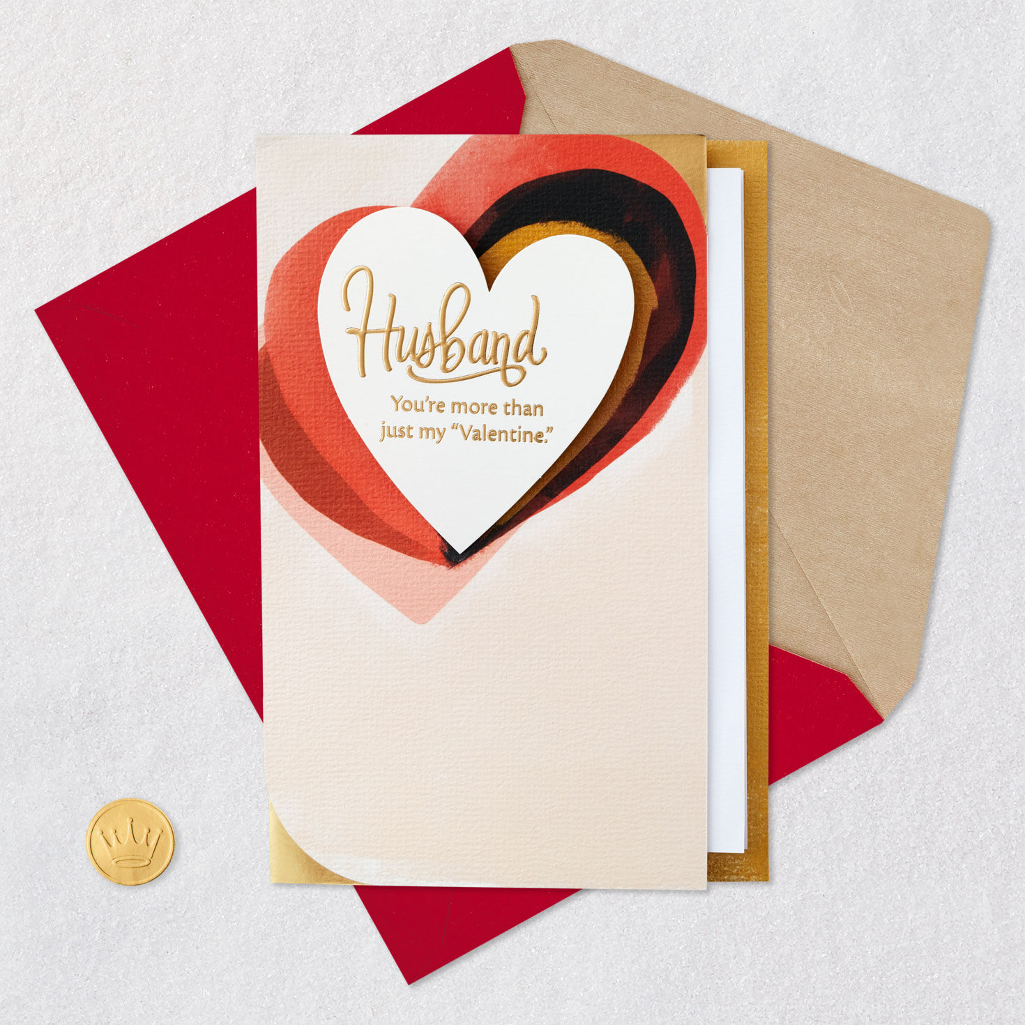 Brushstroke Heart Husband Valentine's Day Card Card Front with Envelope and Gold Seal image number 6