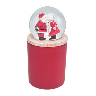 Red Peppermint Scented Santa and Mrs. Claus Snow Globe Candle
