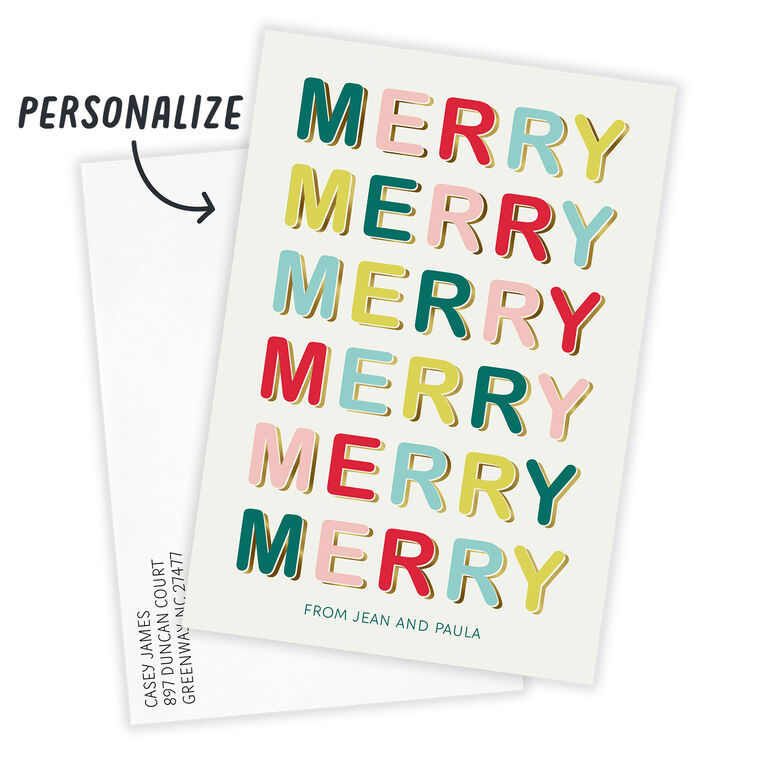 Merry Merry Merry Flat Christmas Photo Card, , large image number 3