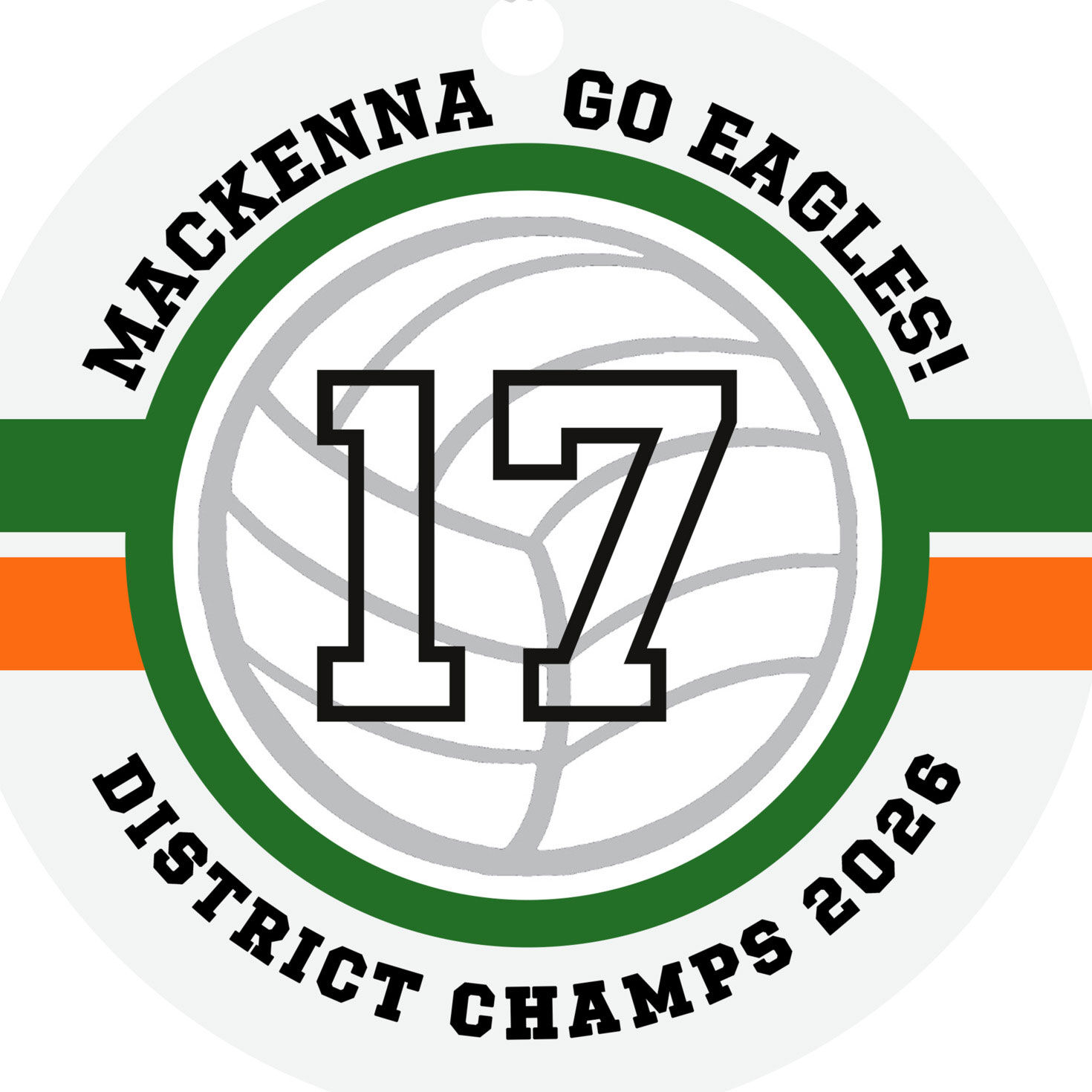 Round Volleyball Personalized Ornament upclose view image number 5