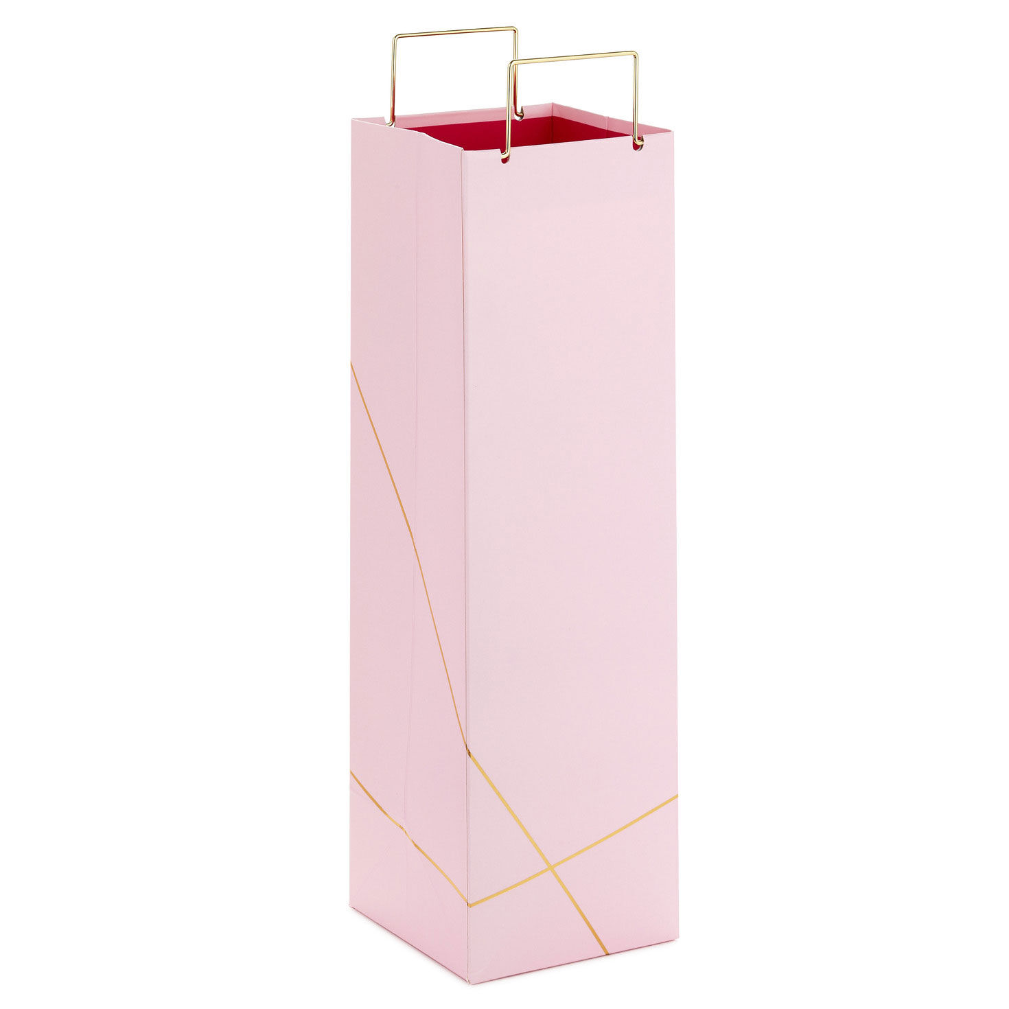 13" Gold Lines on Light Pink Wine Gift Bag