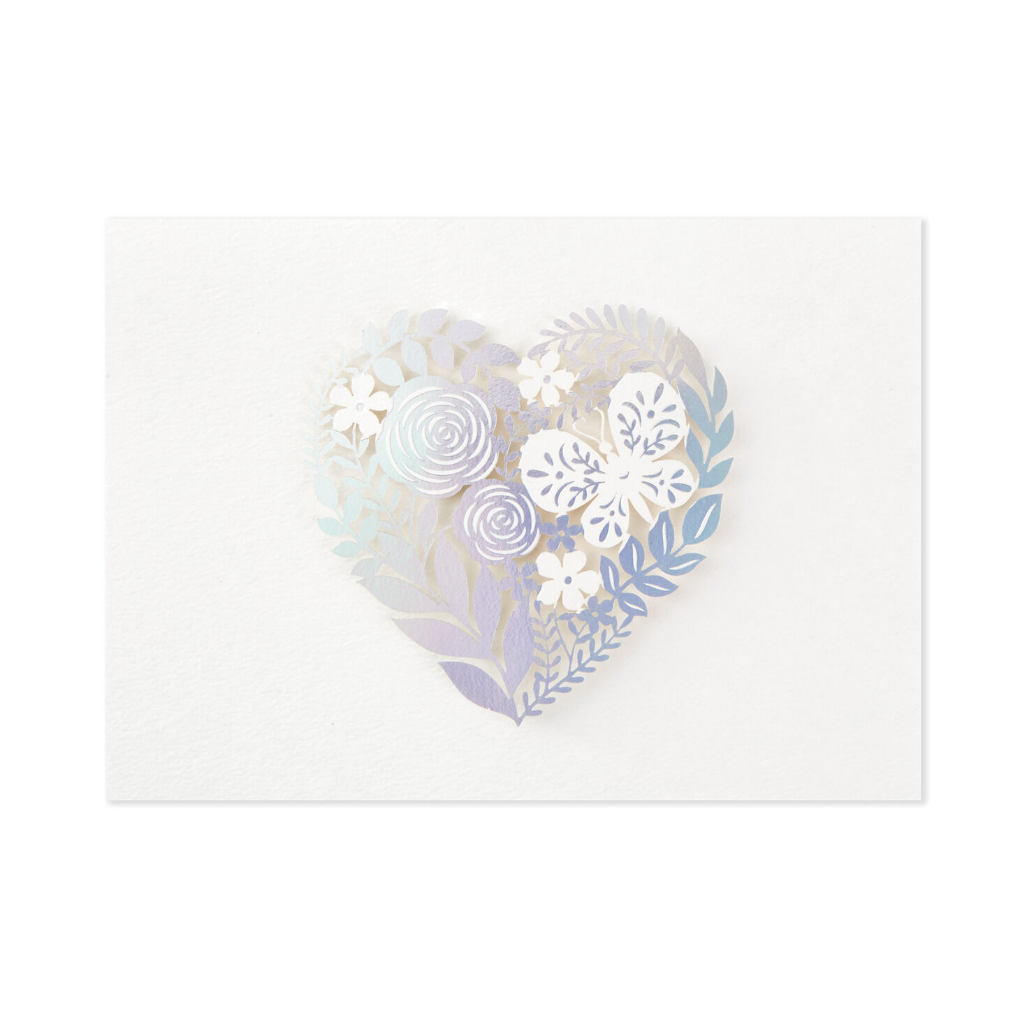 Floral Laser Foil Heart Blank Note Cards, Box of 8, , large image number 2