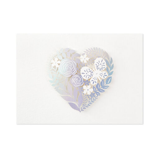 Floral Laser Foil Heart Blank Note Cards, Box of 8, 