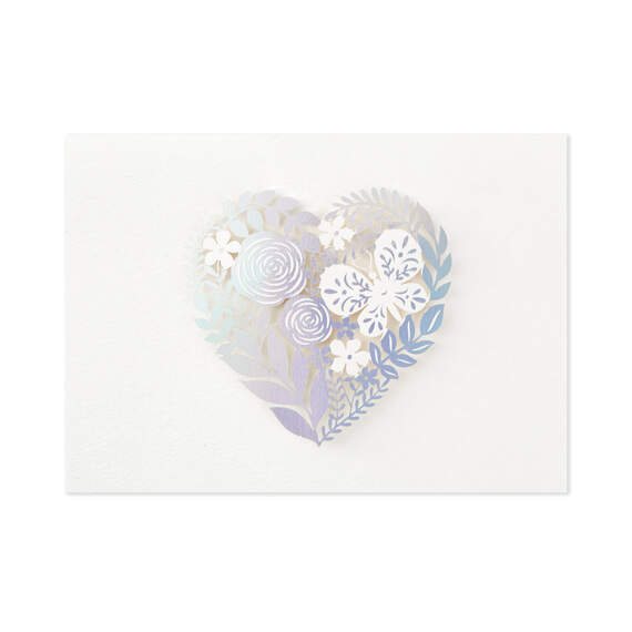 Floral Laser Foil Heart Blank Note Cards, Box of 8, , large image number 2