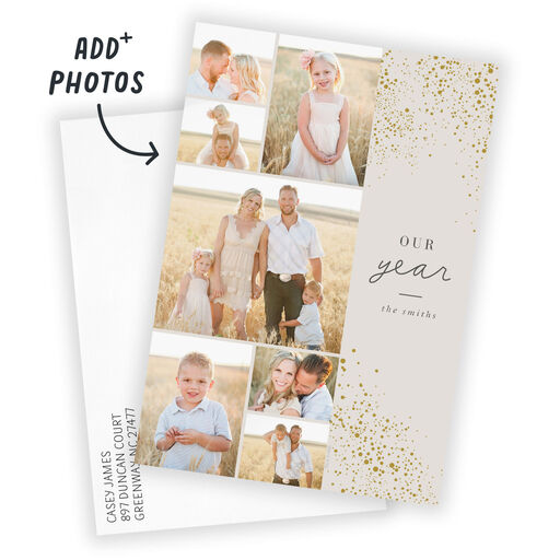 Gold Shimmer Our Year Flat Holiday Photo Card, 