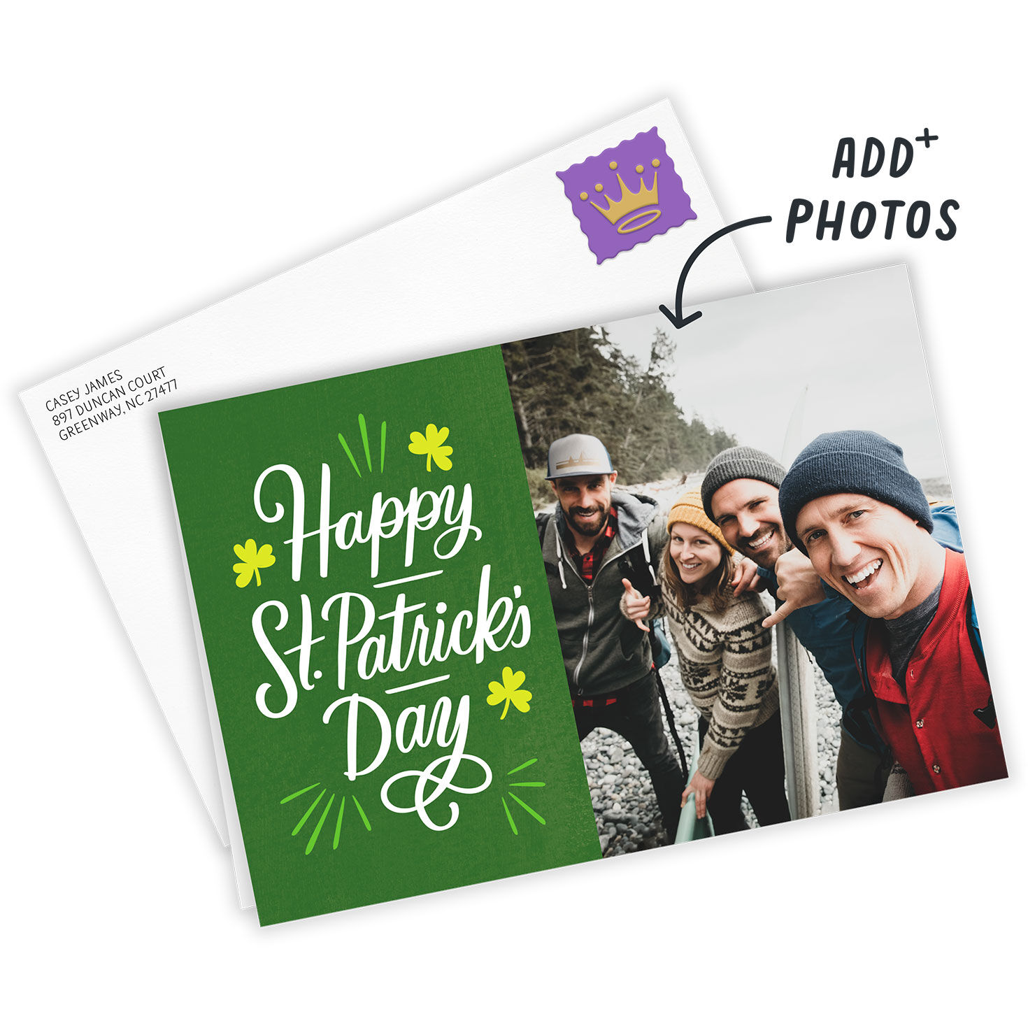 Personalized Clovers St. Patrick&rsquo;s Day Photo Card  image number 2