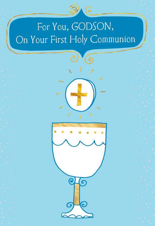 Chalice and Cross for Godson First Communion Card, , large image number 1