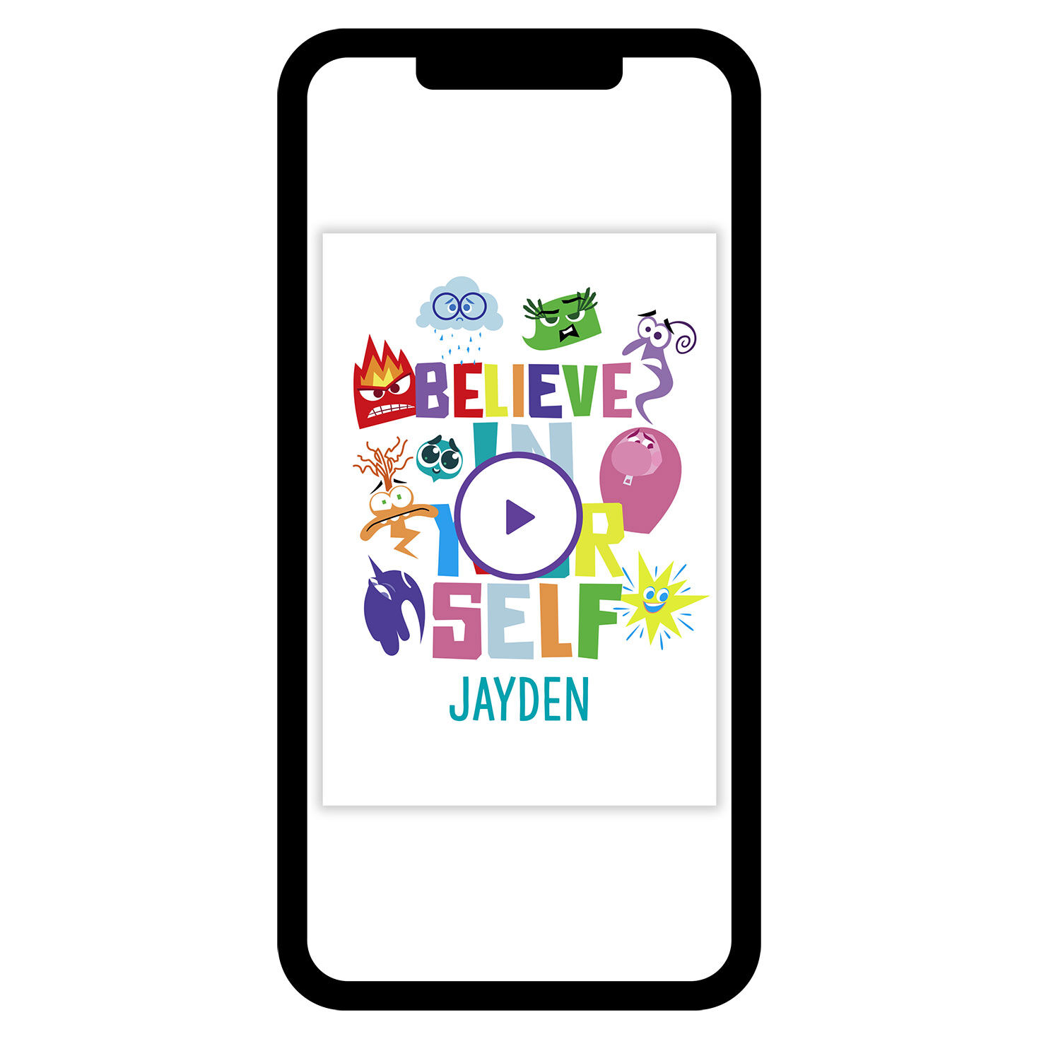 Inside Out Emotions Personalized Encouragement Card phone with card front image number 7