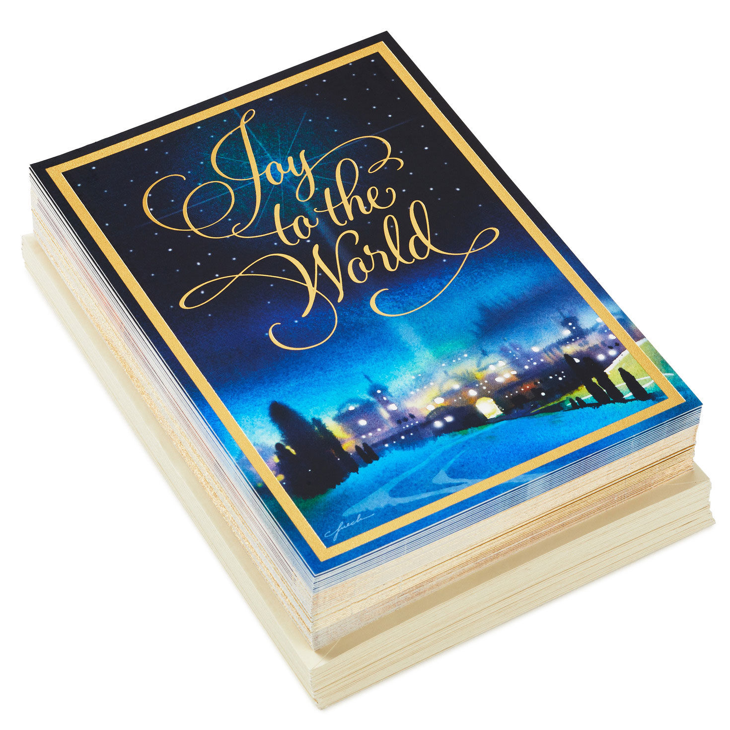 Vivid Bethlehem Boxed Christmas Cards Bulk Pack stacked cards image number 2