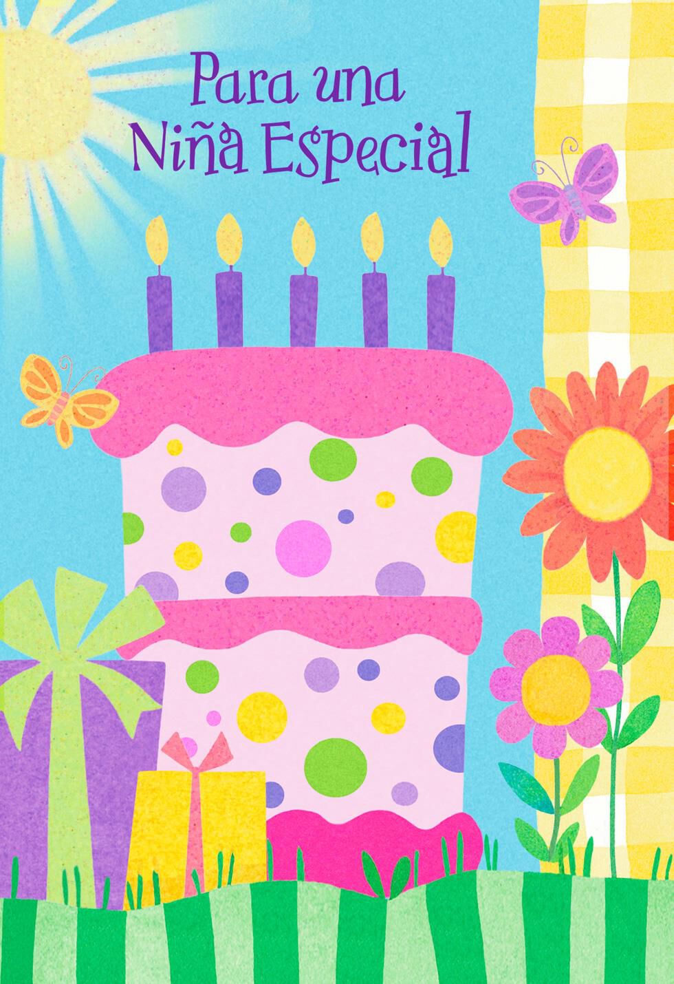Pink Birthday Cake Spanish-Language Birthday Card for Girl