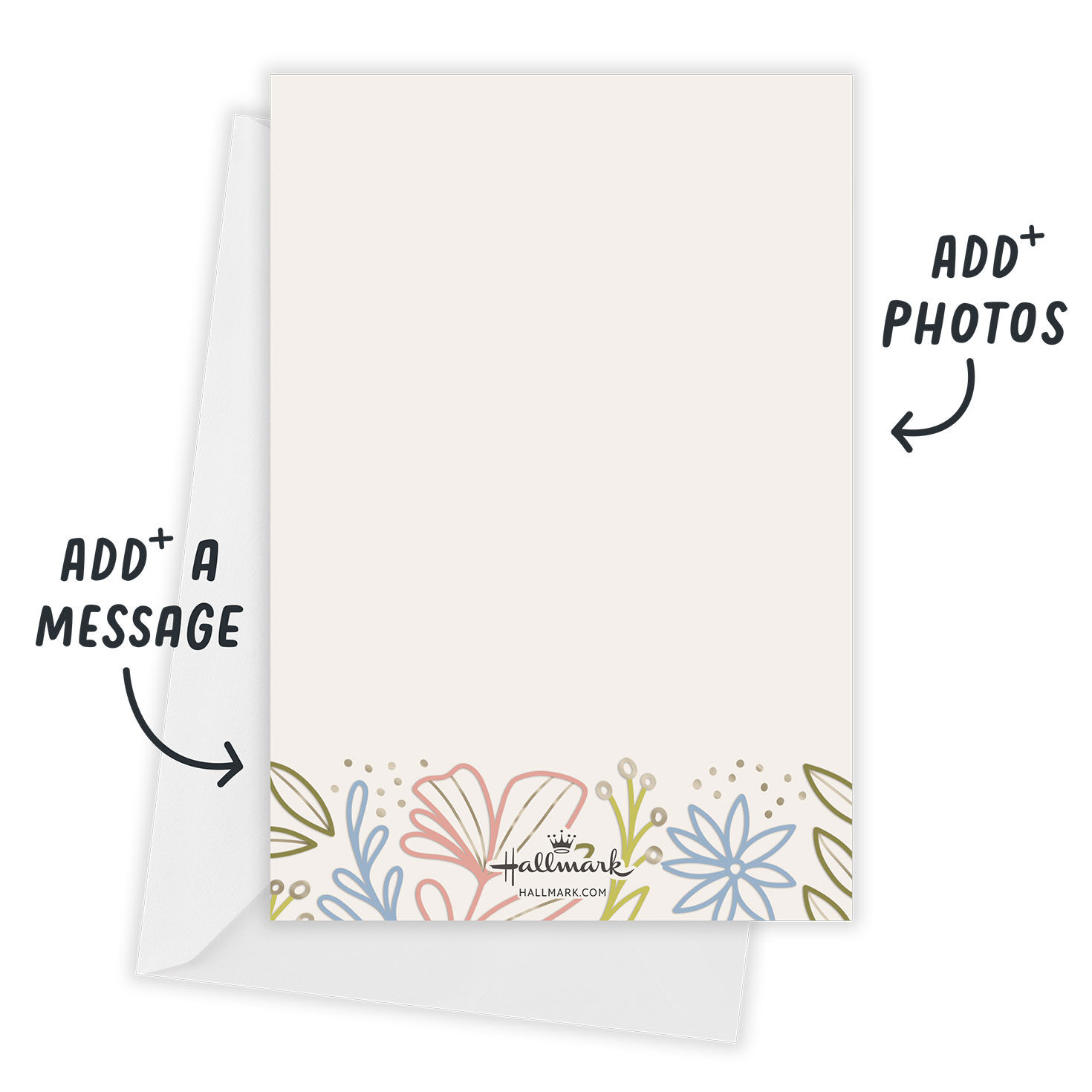 Flower Line Drawings Personalized Grad Announcement Card back indicating personalization image number 3