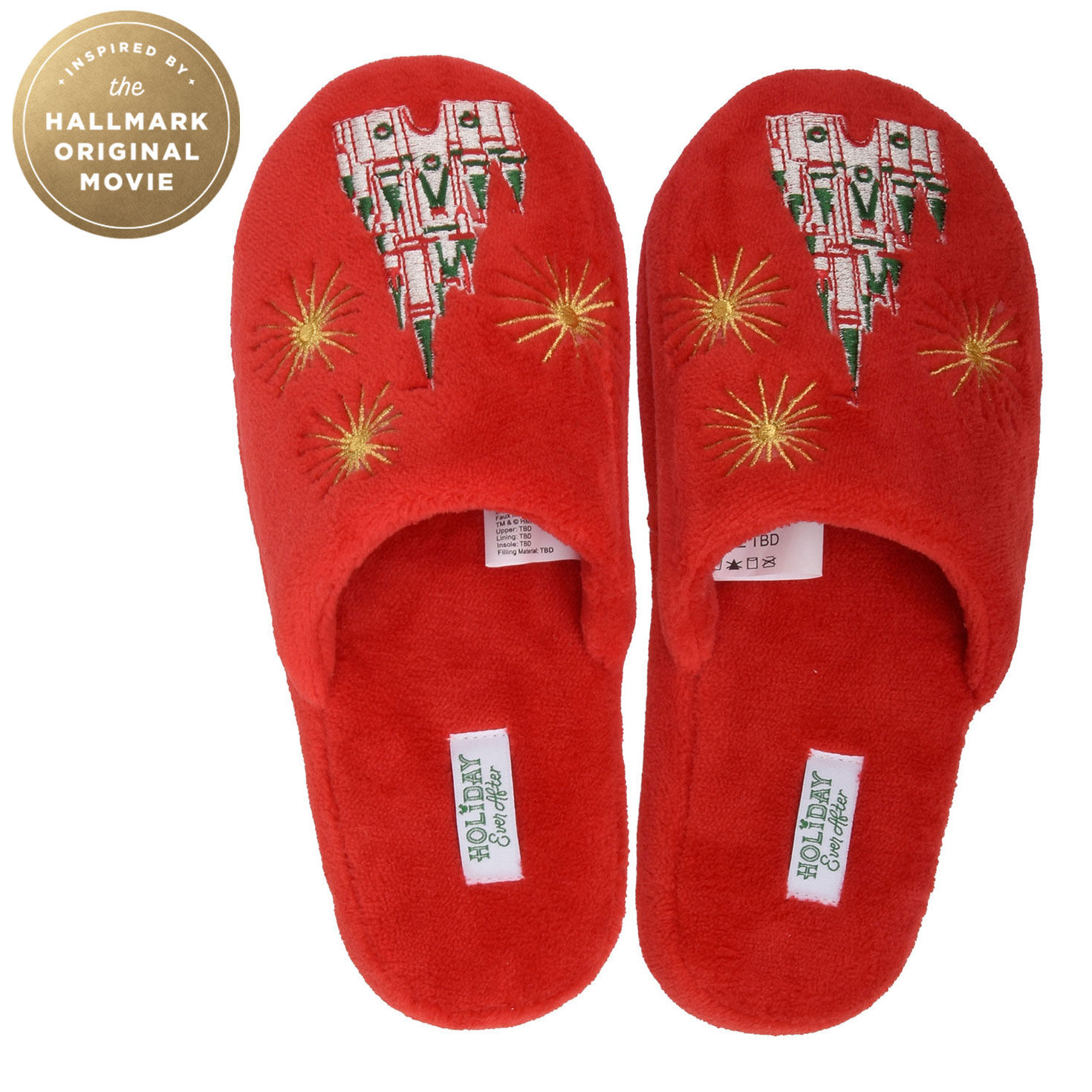 Hallmark + Disney Holiday Ever After Red Castle Slippers