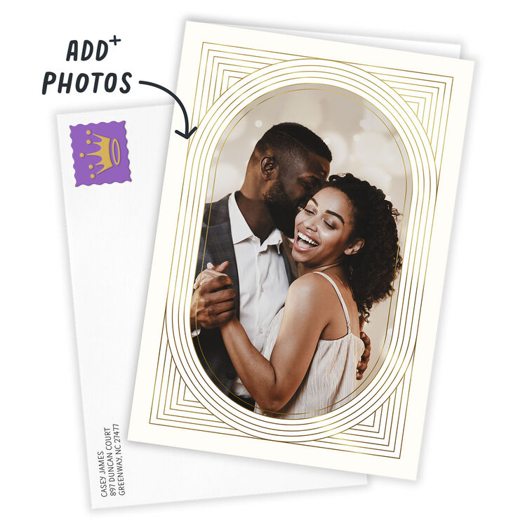 Art Deco Gold Oval Frame Folded Photo Card  image number 2