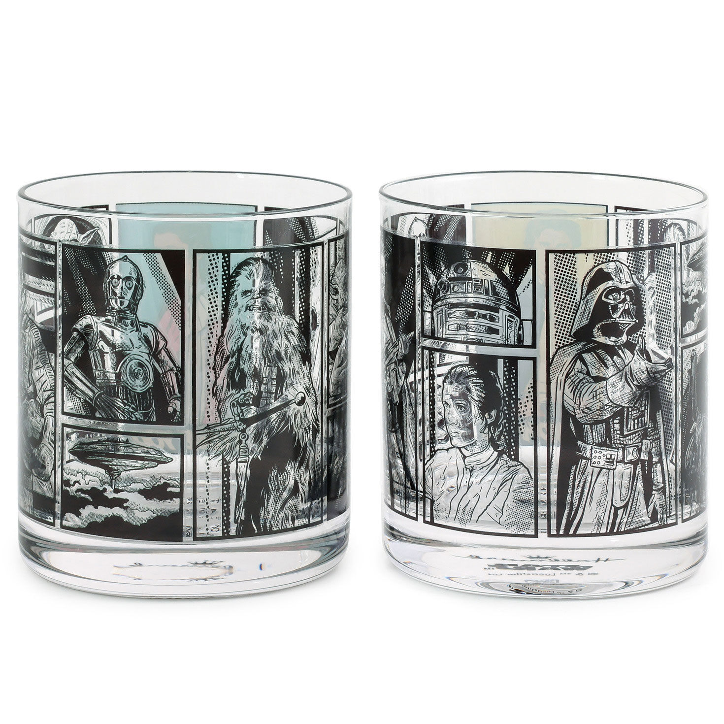 Star Wars Han and Leia Illustrated Rocks Glasses Set back image number 2